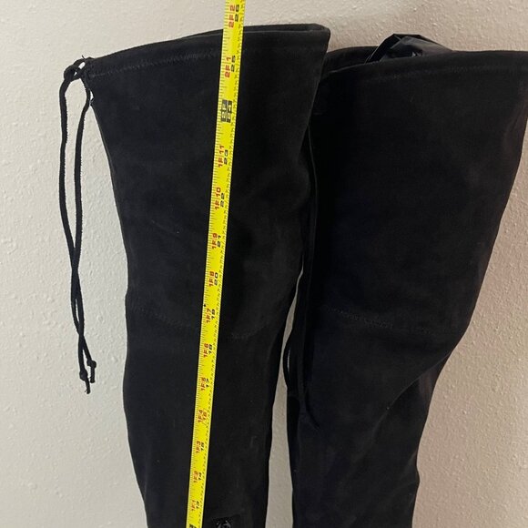 Unisa Black Faux Suede Over-The-Knee Boots With Side Zipper & Drawstring - Picture 11 of 12